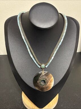 Vintage Avon Mother of Pearl Multi Chain Beaded Necklace
